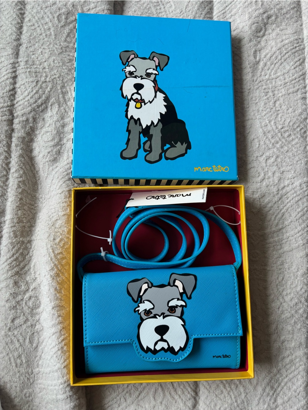 NWT Blue Crossbody Phone Wallet with schnauzer Design